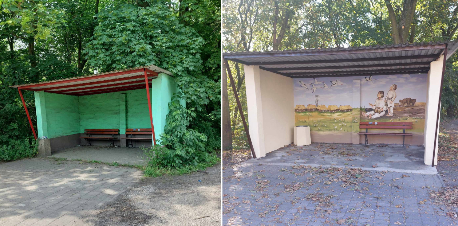 Gmina Inowrocław - Zwykły, wiejski przystanek zamienili w dzieło sztuki
