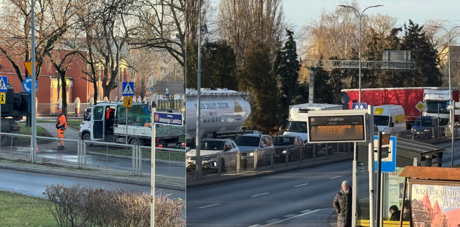 Inowrocław - Korkuje się centrum miasta. Przez roboty na rondzie