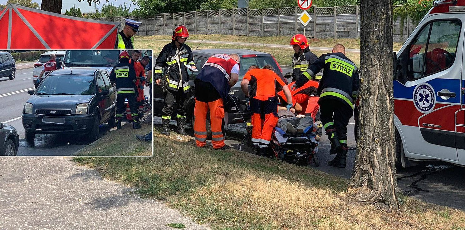Inowrocław - Kierowca forda trafił do szpitala. Są utrudnienia