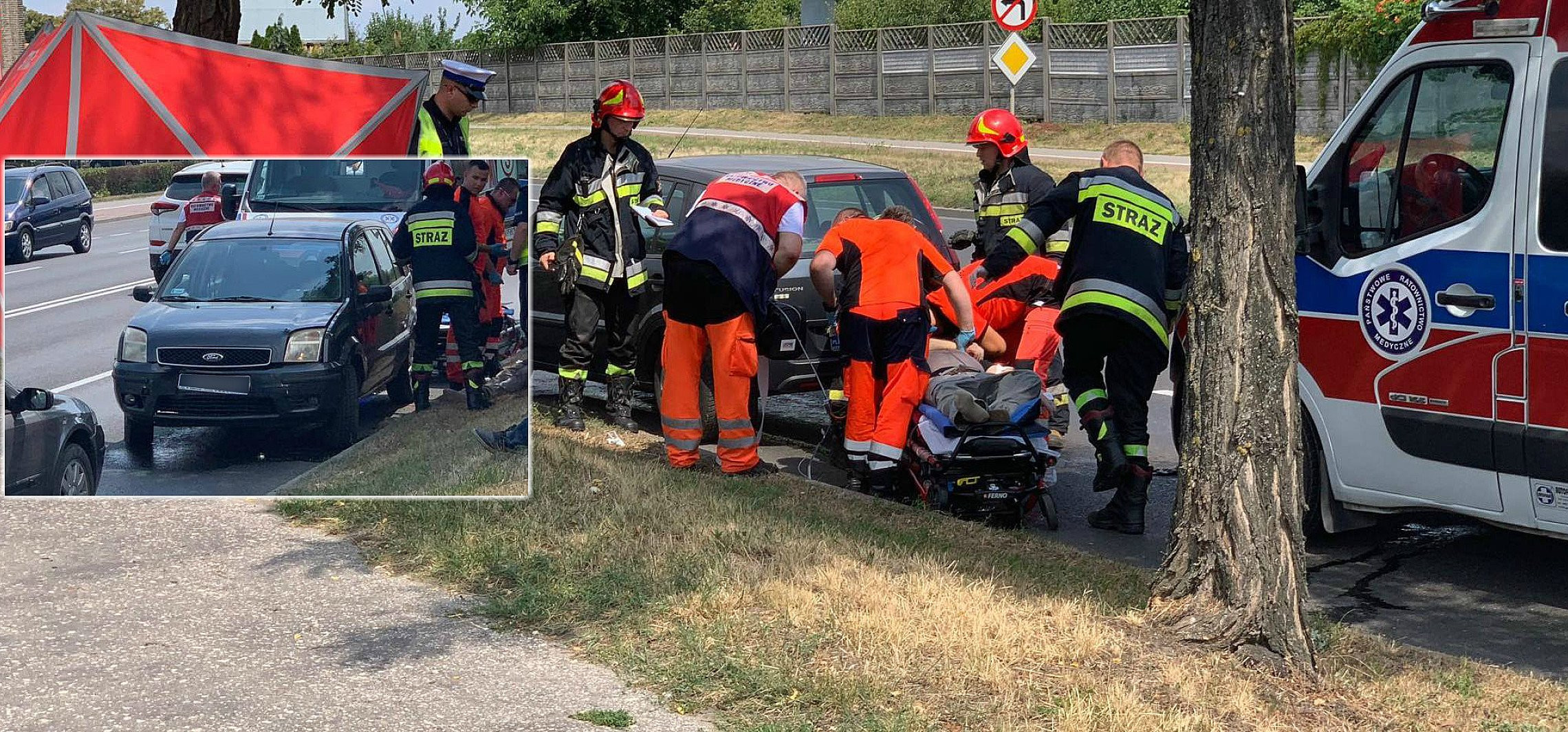 Inowrocław - Kierowca forda trafił do szpitala. Są utrudnienia