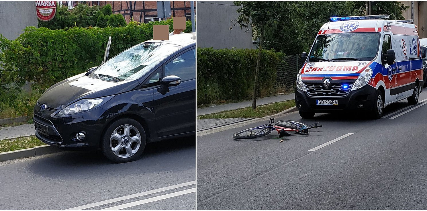 Inowrocław - Ford potrącił rowerzystę. Wezwano pogotowie