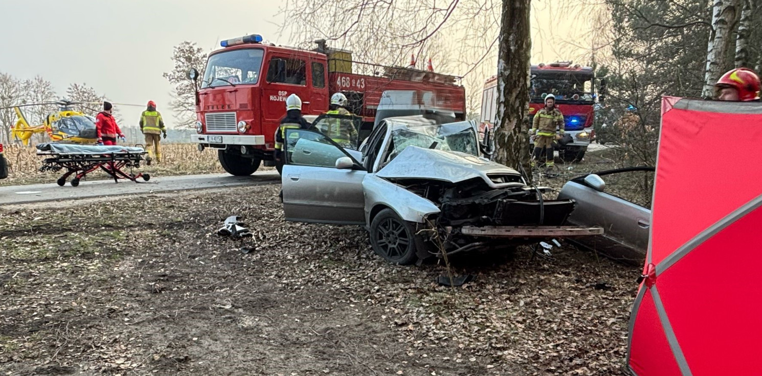 Region - Audi uderzyło w drzewo. Na miejscu lądował śmigłowiec