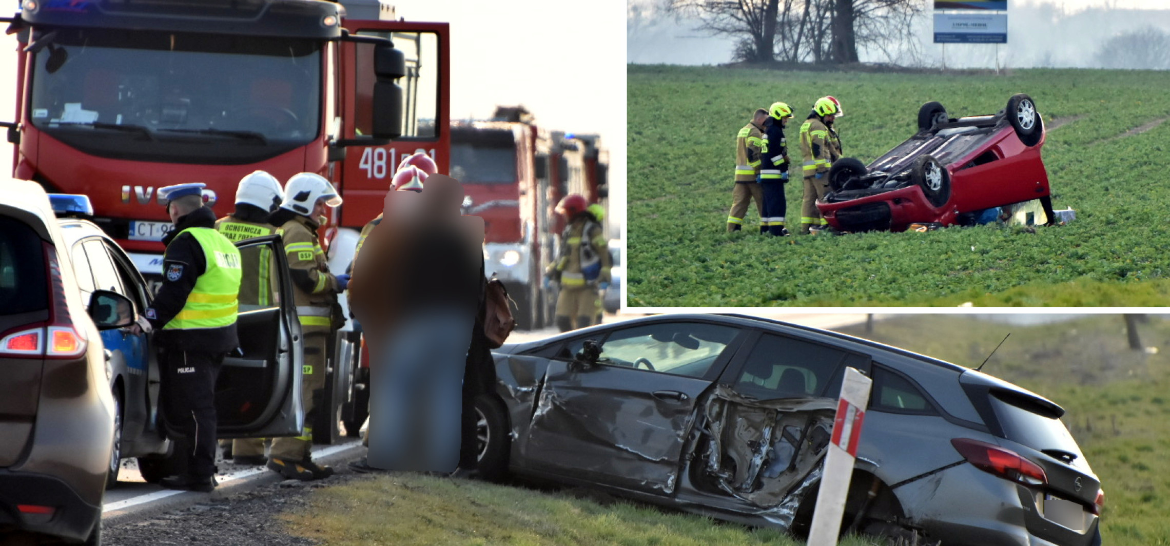 Region - Kraksa pod Strzelnem, jedno auto dachowało