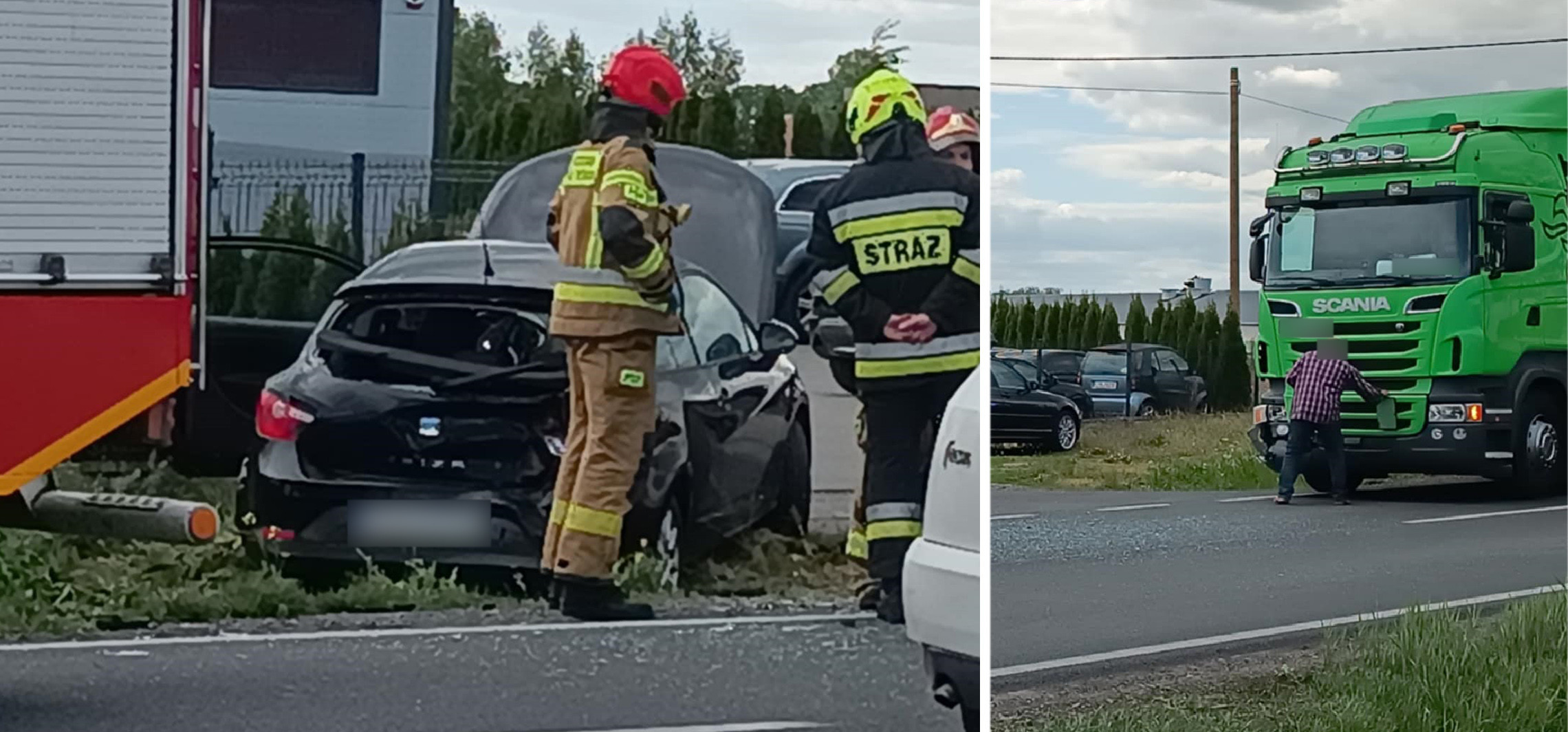 Kruszwica - Zderzenie osobówki z ciężarówką w Kruszwicy