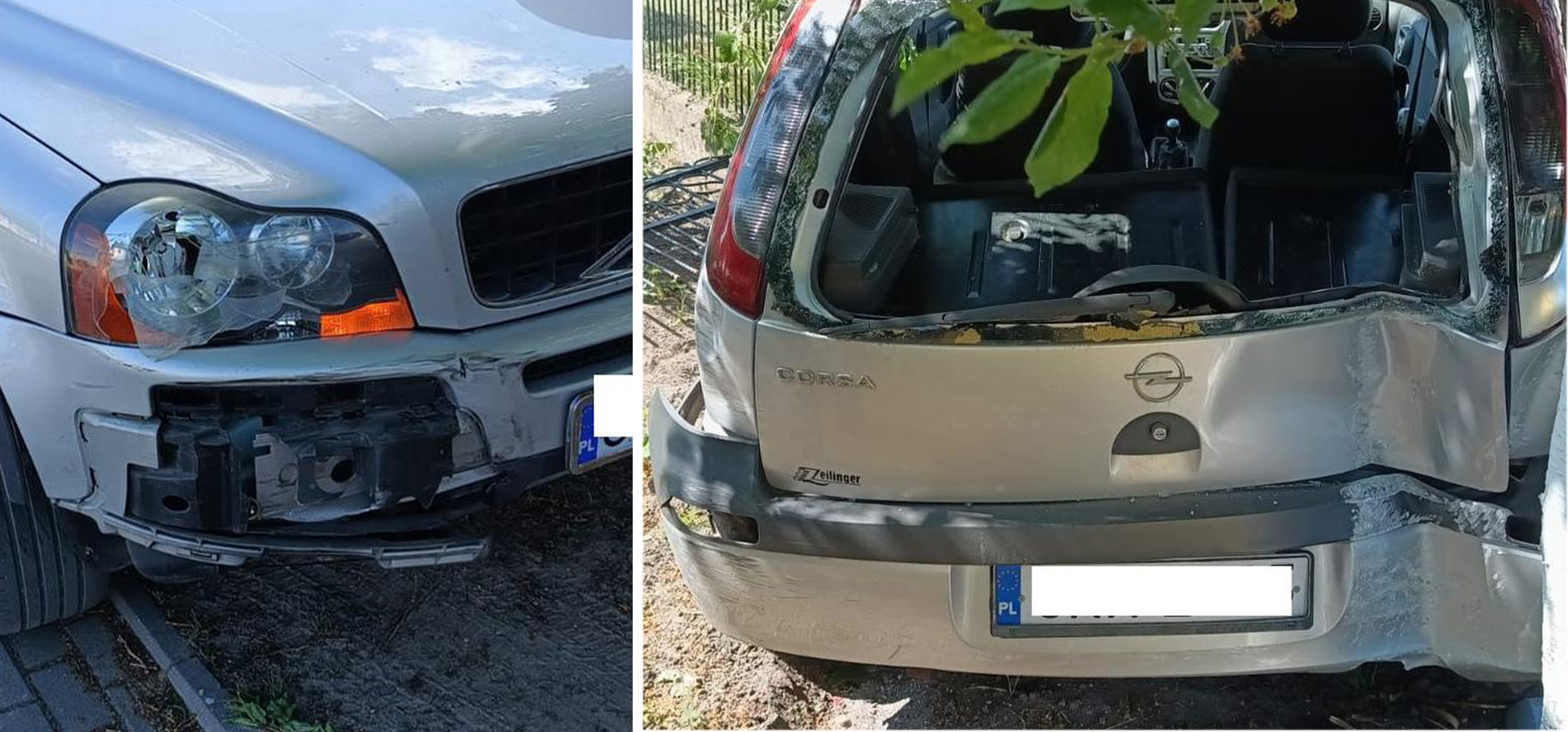 Zderzenie na skrzyżowaniu. Opel wylądował w ogrodzeniu