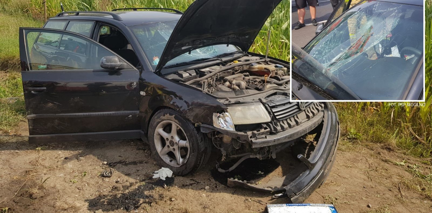 Region - Passat w rowie, trzy osoby w szpitalu