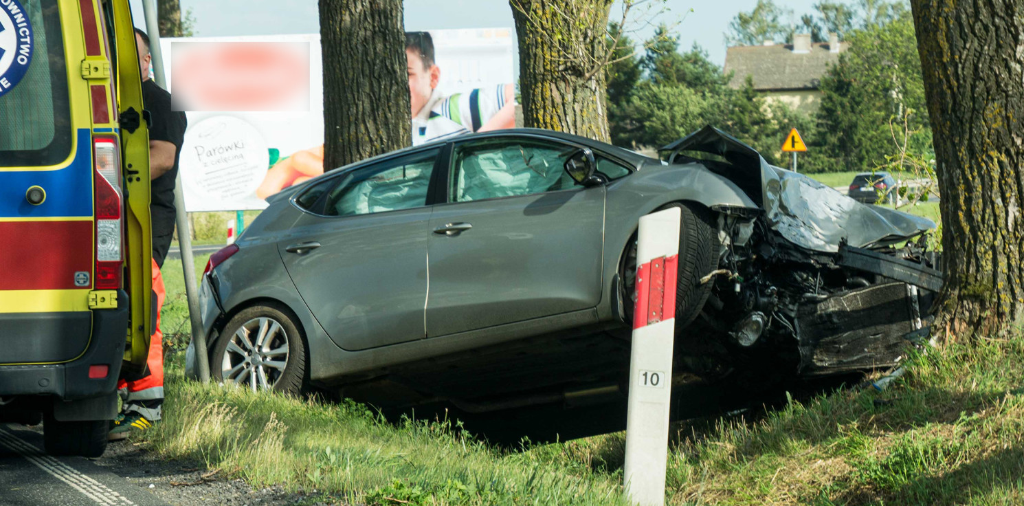 Gmina Inowrocław - Samochód uderzył w drzewo pod Inowrocławiem