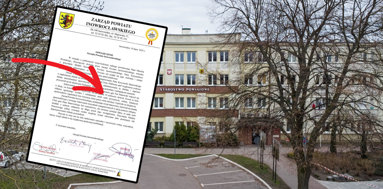 Inowrocław - Zarząd powiatu tłumaczy, dlaczego nie przyzna medalu Stanowskiemu. W jednym się myli [akt.]