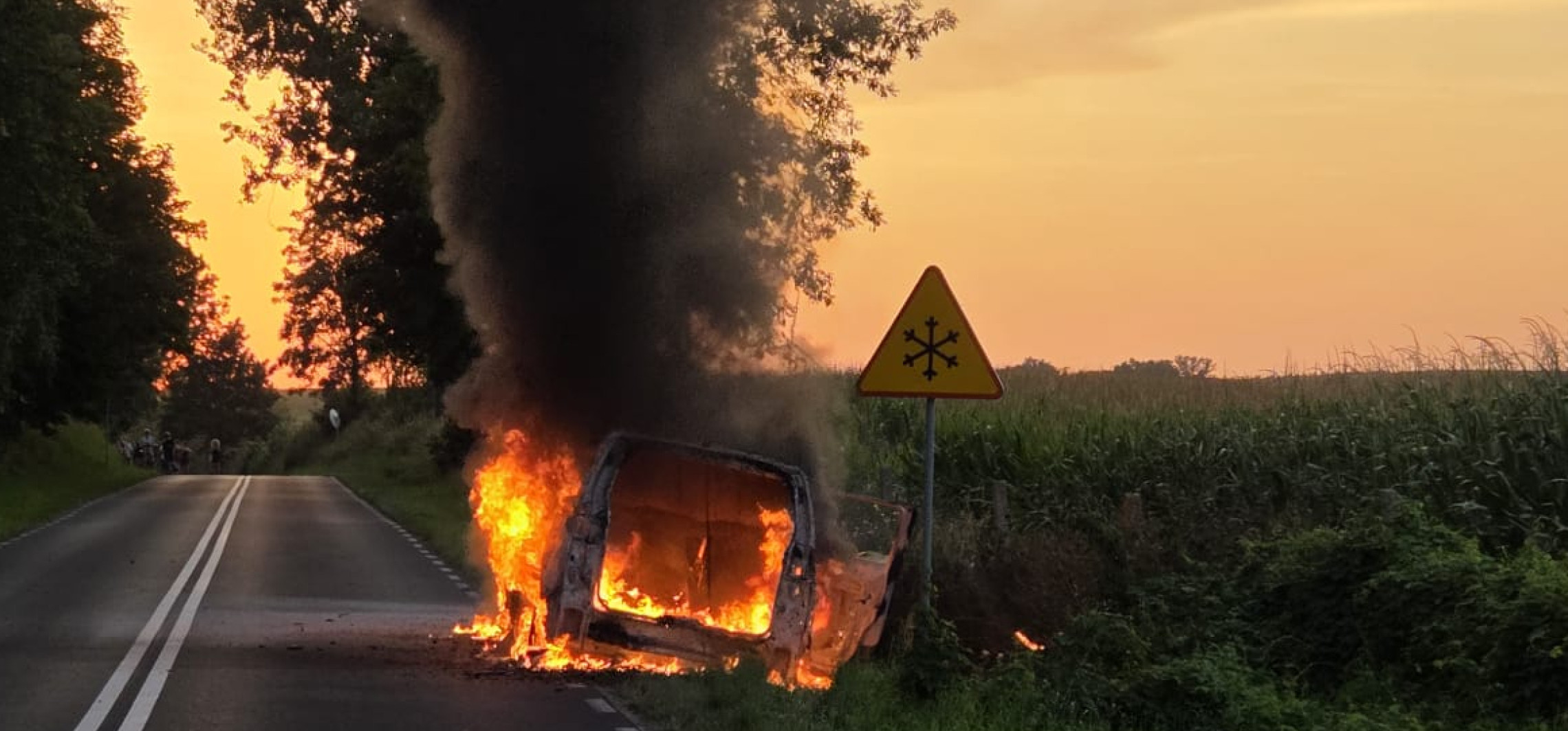 Mogilno - Pożar auta elektrycznego. Spłonęło doszczętnie