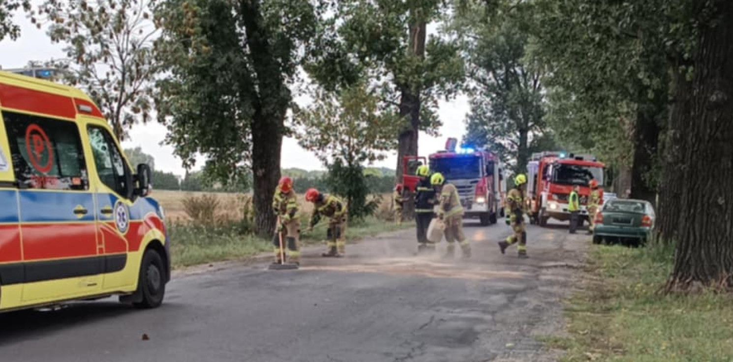 Kruszwica.online - Auto uderzyło w drzewo, droga była zablokowana