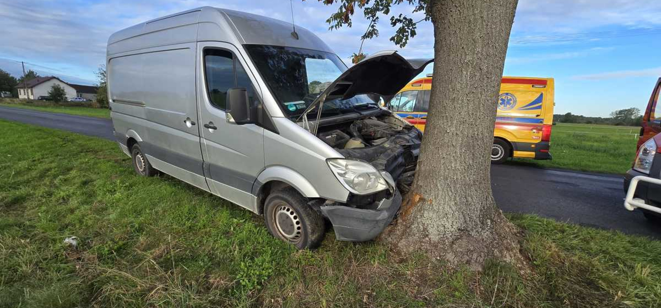 Uderzył mercedesem w drzewo. Trafił do szpitala