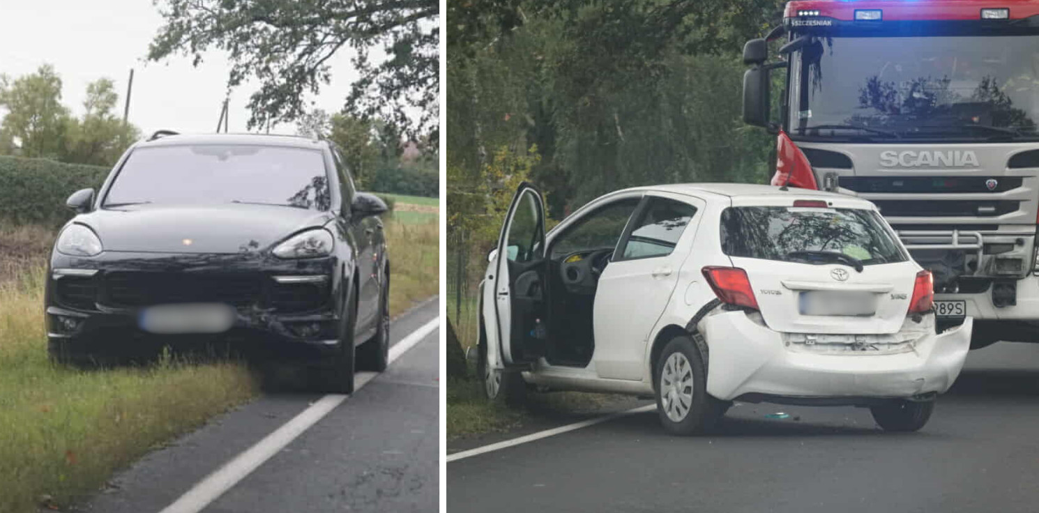 Gmina Inowrocław - Zderzenie porsche i toyoty w Borkowie