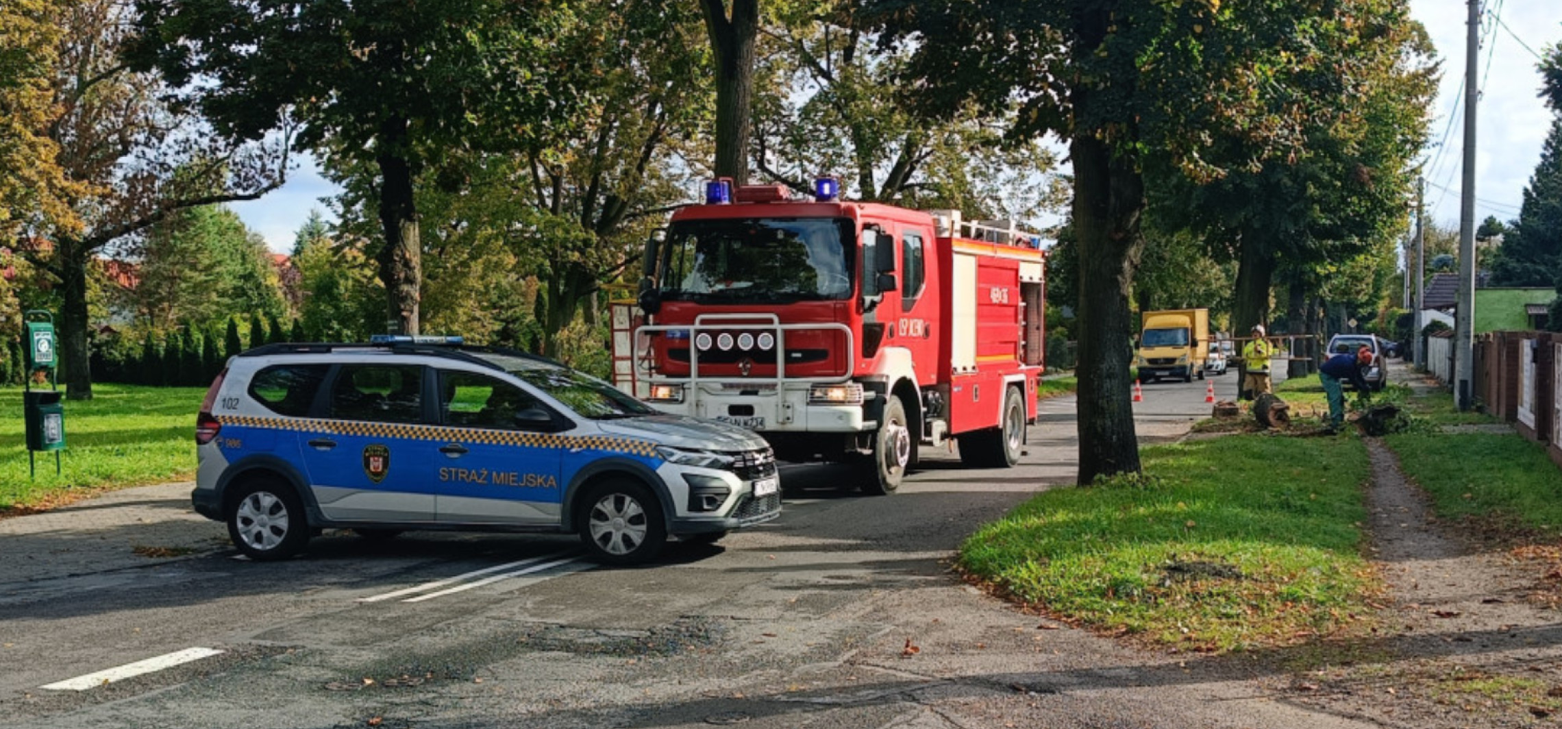 Strażacy na Marulewskiej. Droga była nieprzejezdna