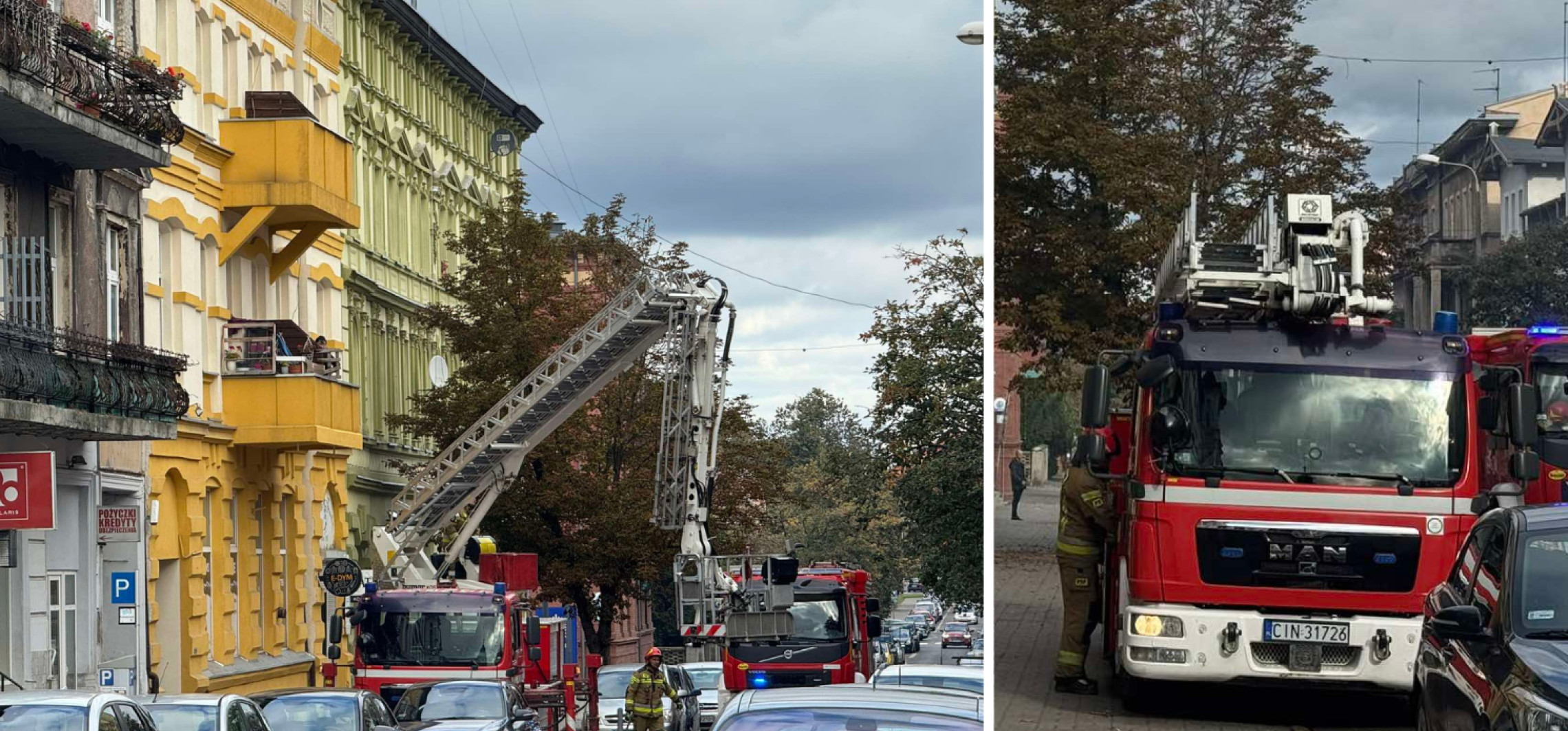 Akcja straży pożarnej w centrum