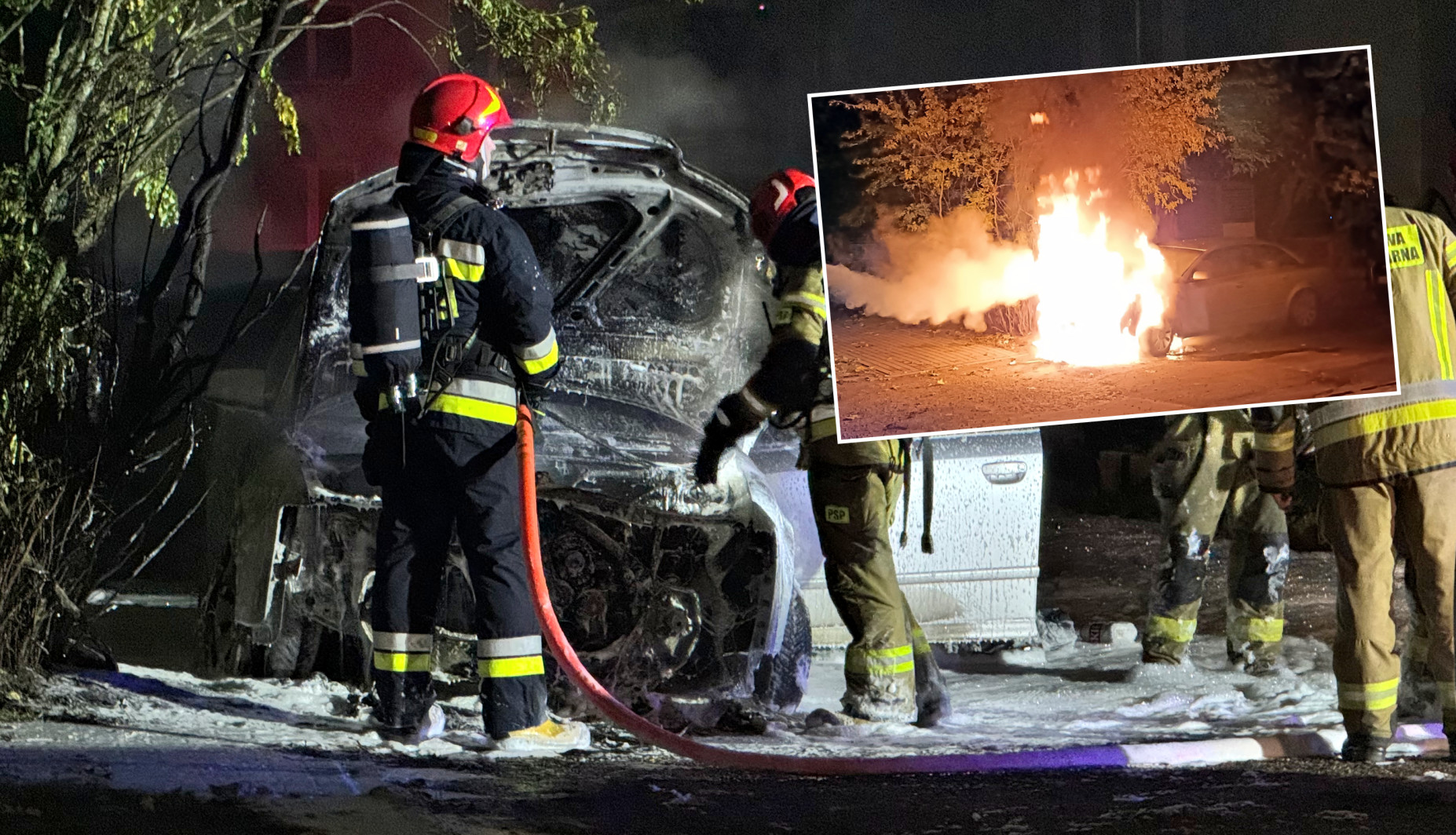 Na osiedlu Nowym spłonęło auto. Strażacy w akcji