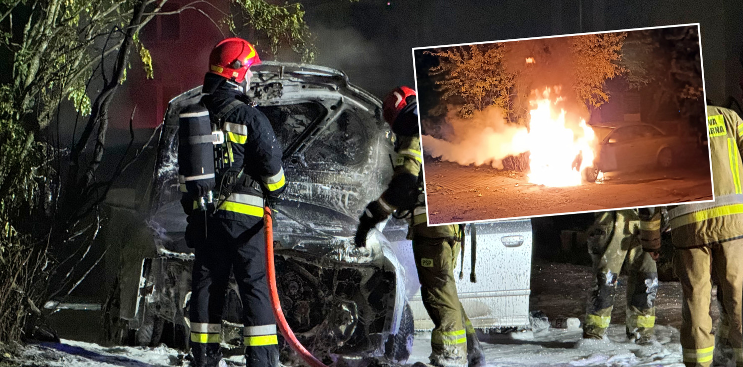 Inowrocław - Na osiedlu Nowym spłonęło auto. Strażacy w akcji