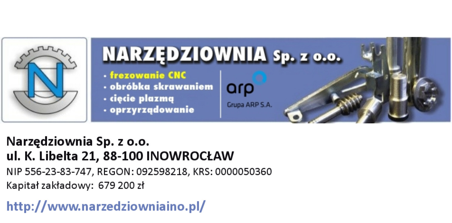 Inowrocław - Ogłoszenie o przetargu nr 1/2025  na zbycie środków trwałych spółki Narzędziownia Sp. z o.o.