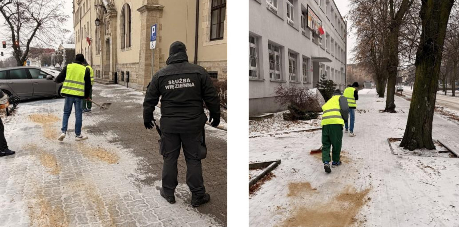 Inowrocław - Więźniowie pomogli walczyć z gołoledzią