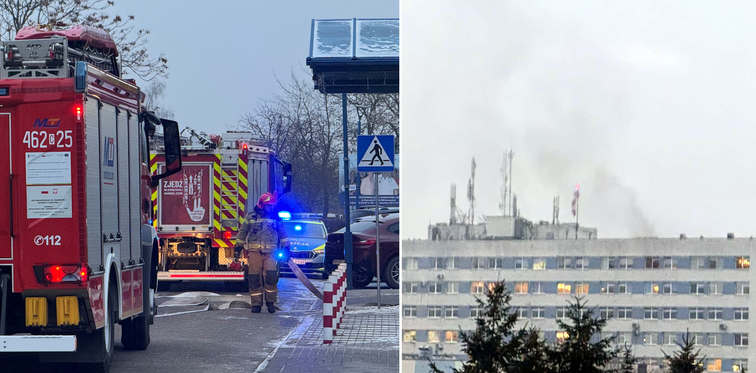 Inowrocław - Pożar na szóstym piętrze inowrocławskiego szpitala