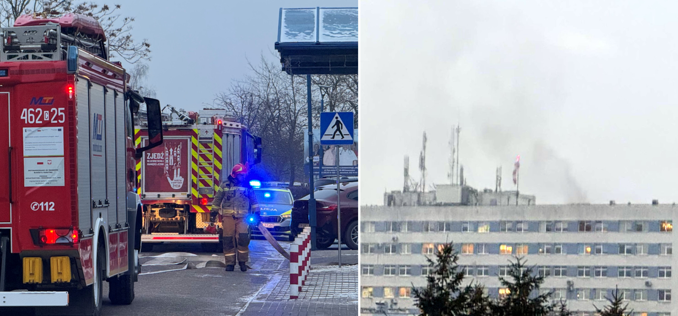 Pożar na szóstym piętrze inowrocławskiego szpitala