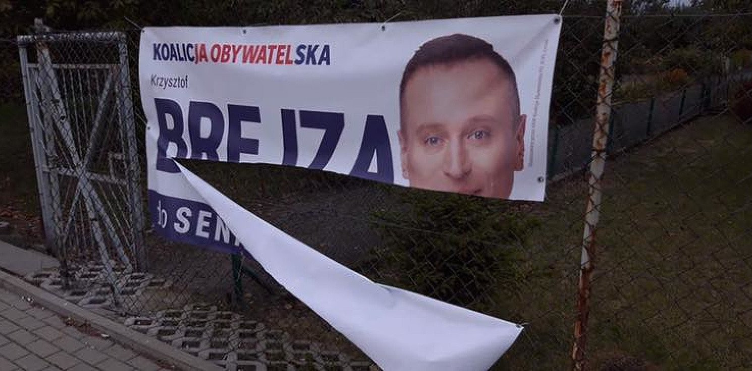 Inowrocław - Niszczył banery wyborcze Krzysztofa Brejzy 