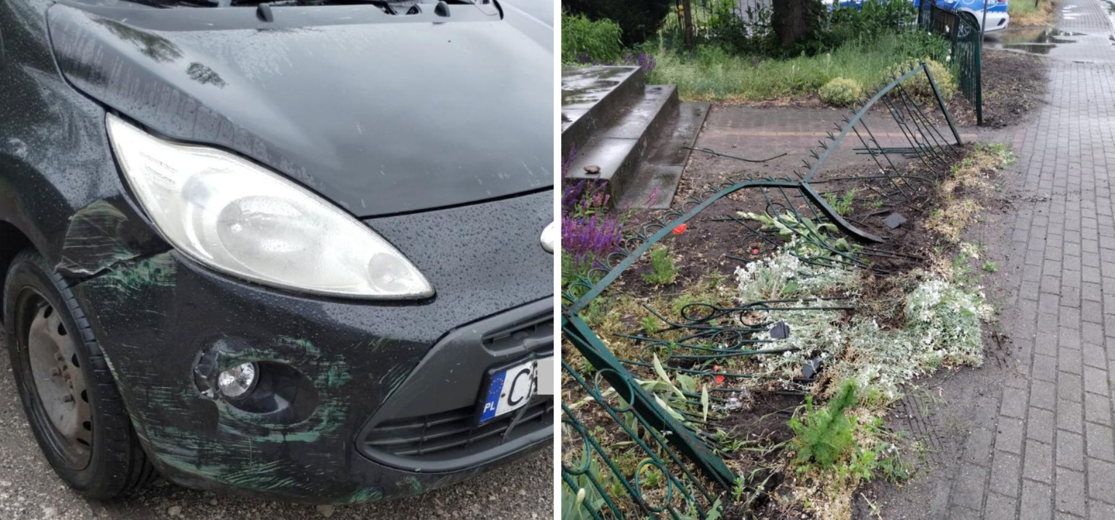 Samochodem wjechał w płot