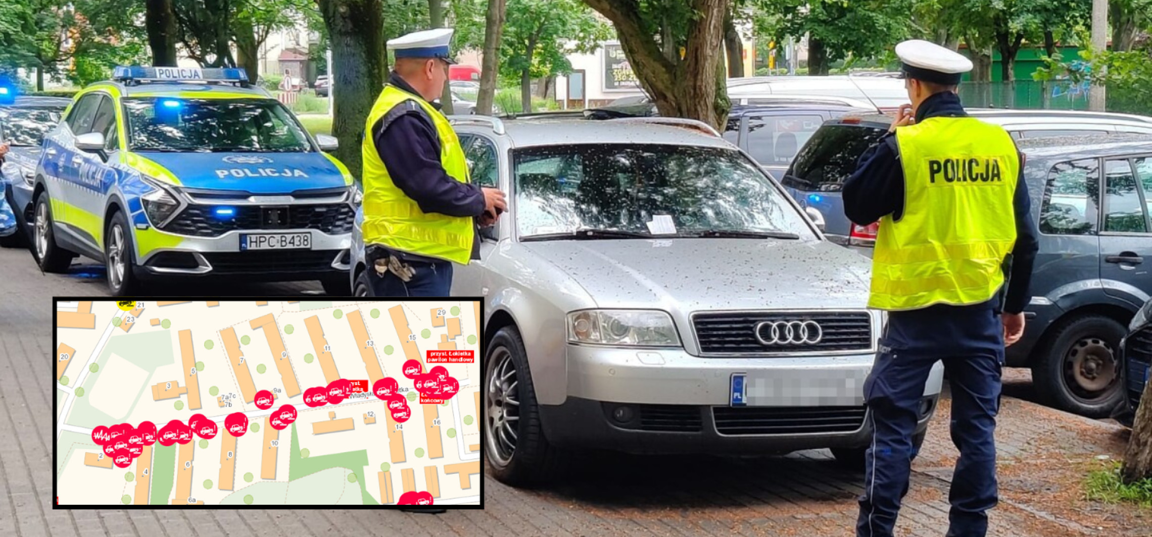 Parkingowa samowolka na Łokietka. Przyjechała policja i straż miejska