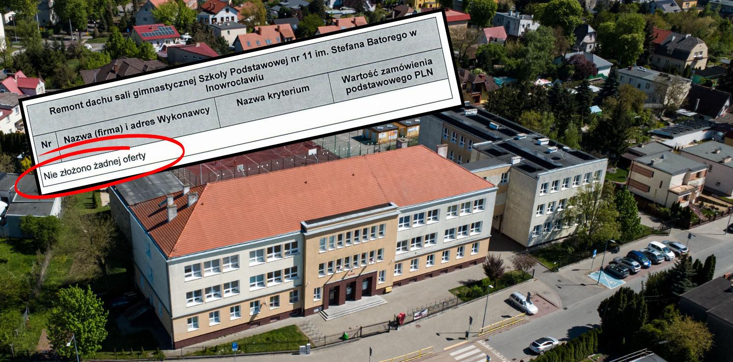 Inowrocław - Nie ma chętnych na remont dachu sali gimnastycznej w “Jedenastce”