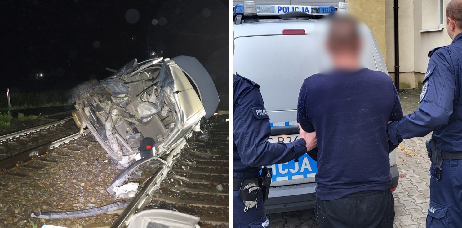 Radziejów - Pijany z dożywotnim zakazem wjechał pod pociąg. Uciekł, zostawiając ranną pasażerkę