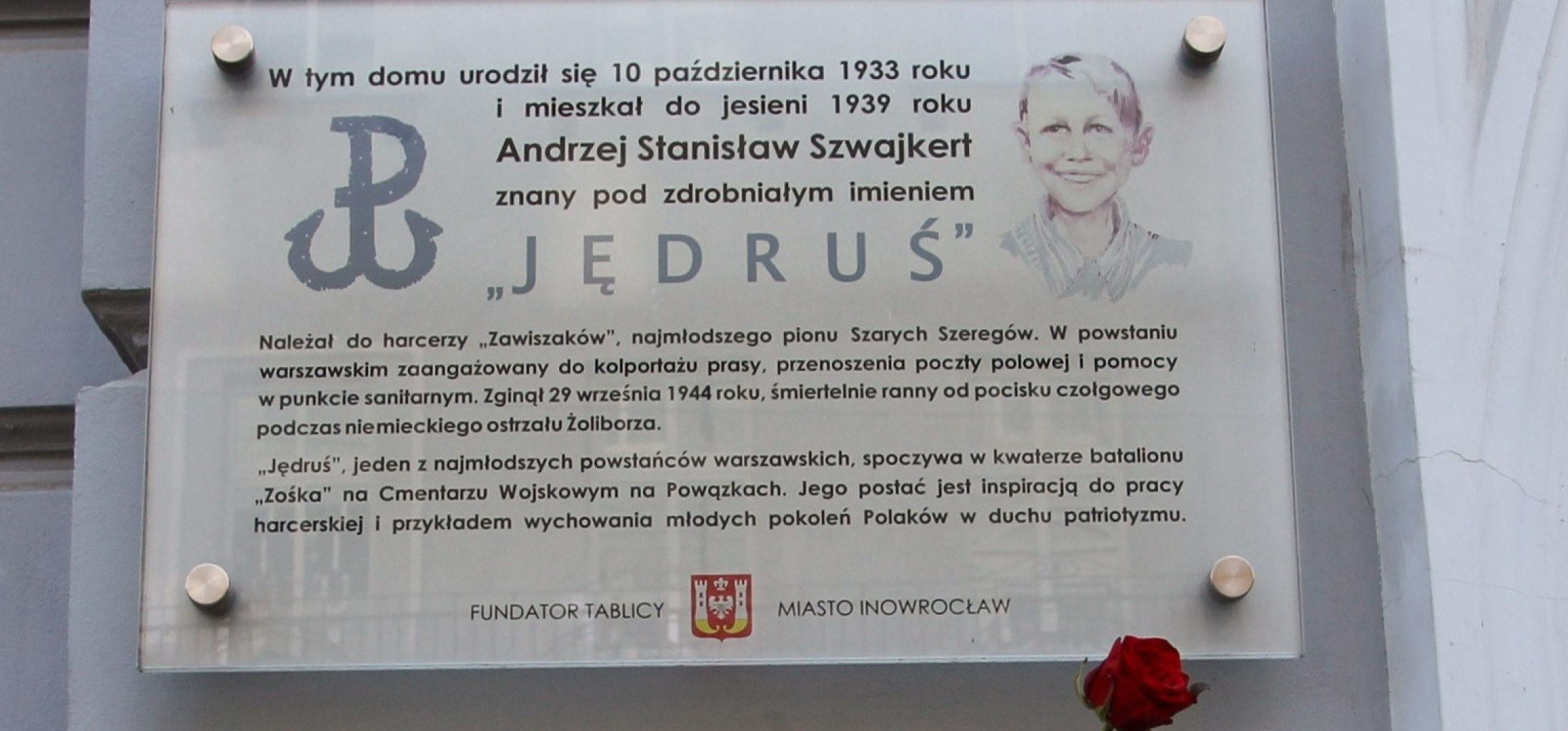 Był najmłodszym powstańcem z Inowrocławia. Tak został upamiętniony