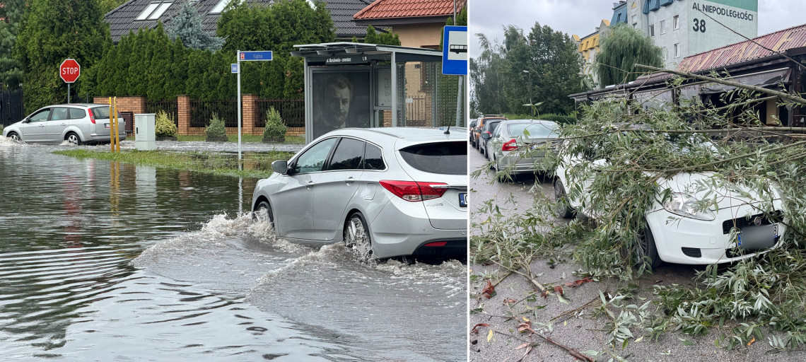 Krajobraz po ulewie w Inowrocławiu. To była pracowita noc strażaków