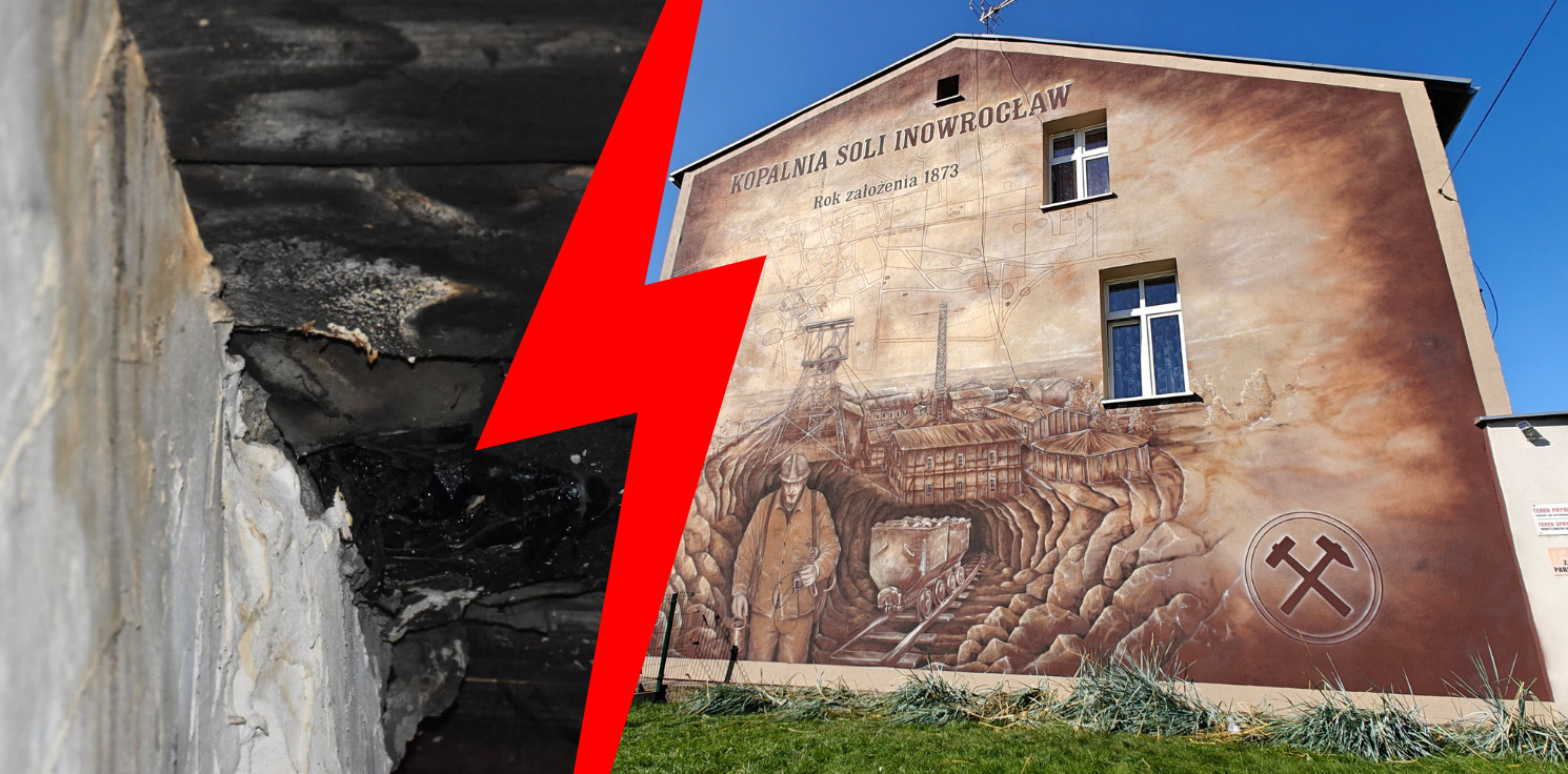 Inowrocław - Piękny mural, a za ścianą dramat mieszkańców. "Czekam, aż dach wpadnie do mieszkania"