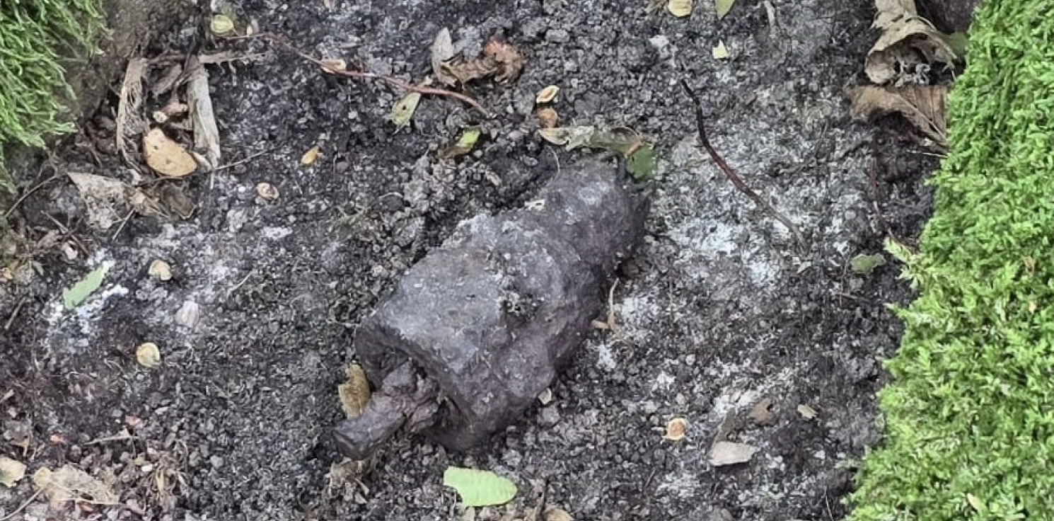 Mogilno - Niewybuch w lesie pod Przyjezierzem