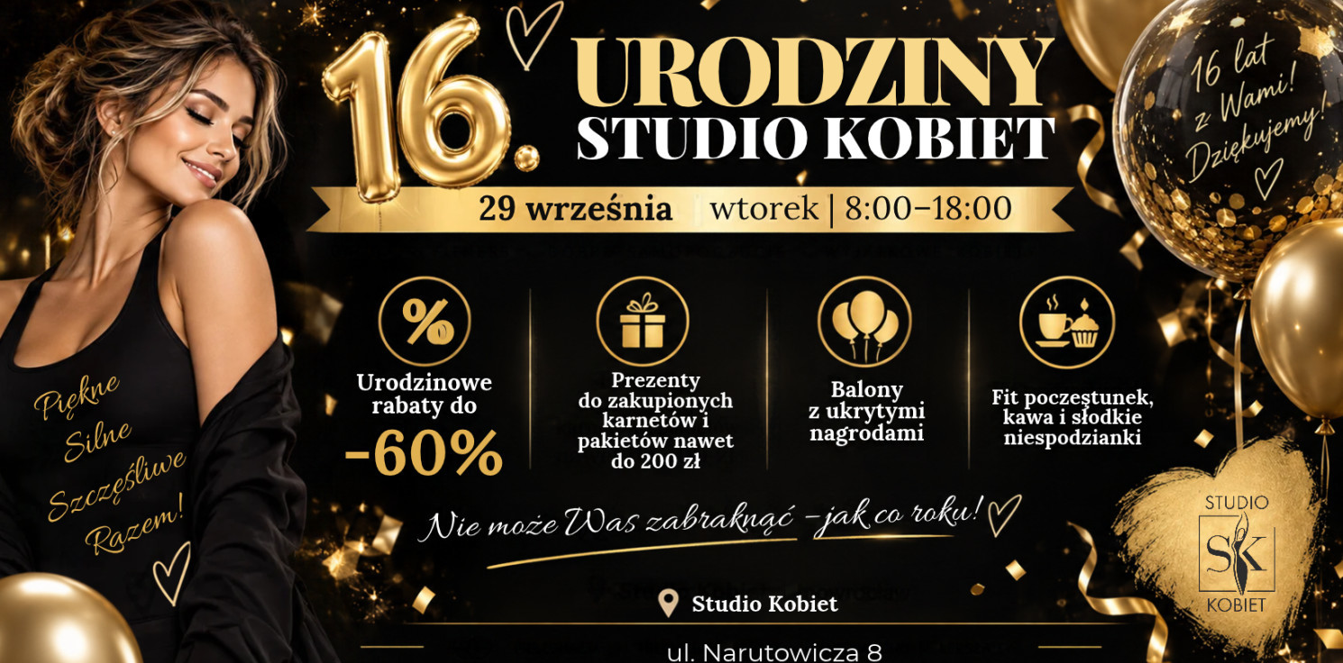 Inowrocław - 29 września świętujemy 16 lat Studio Kobiet - czekają rabaty, prezenty i niespodzianki