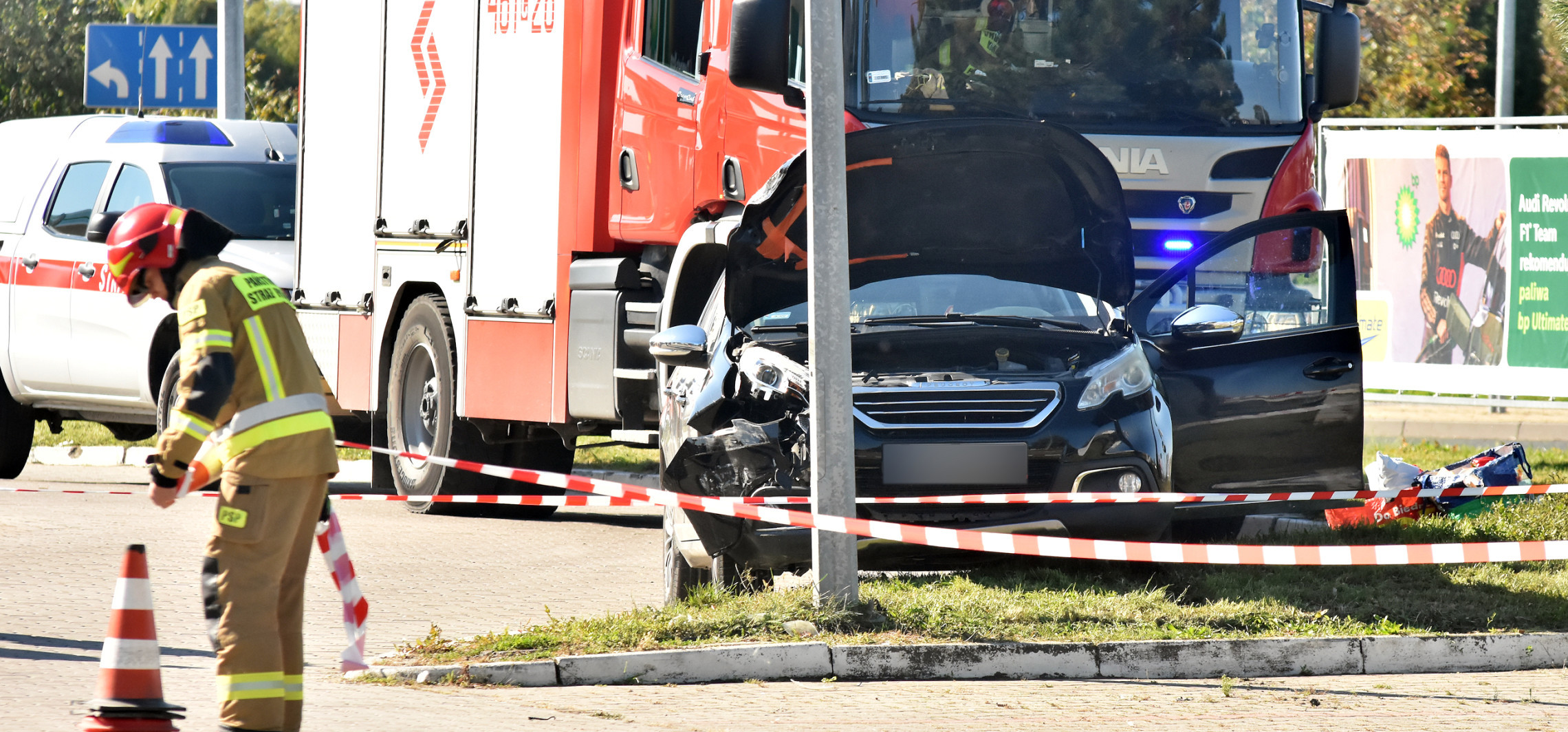 Groźna kraksa na stacji paliw w Inowrocławiu