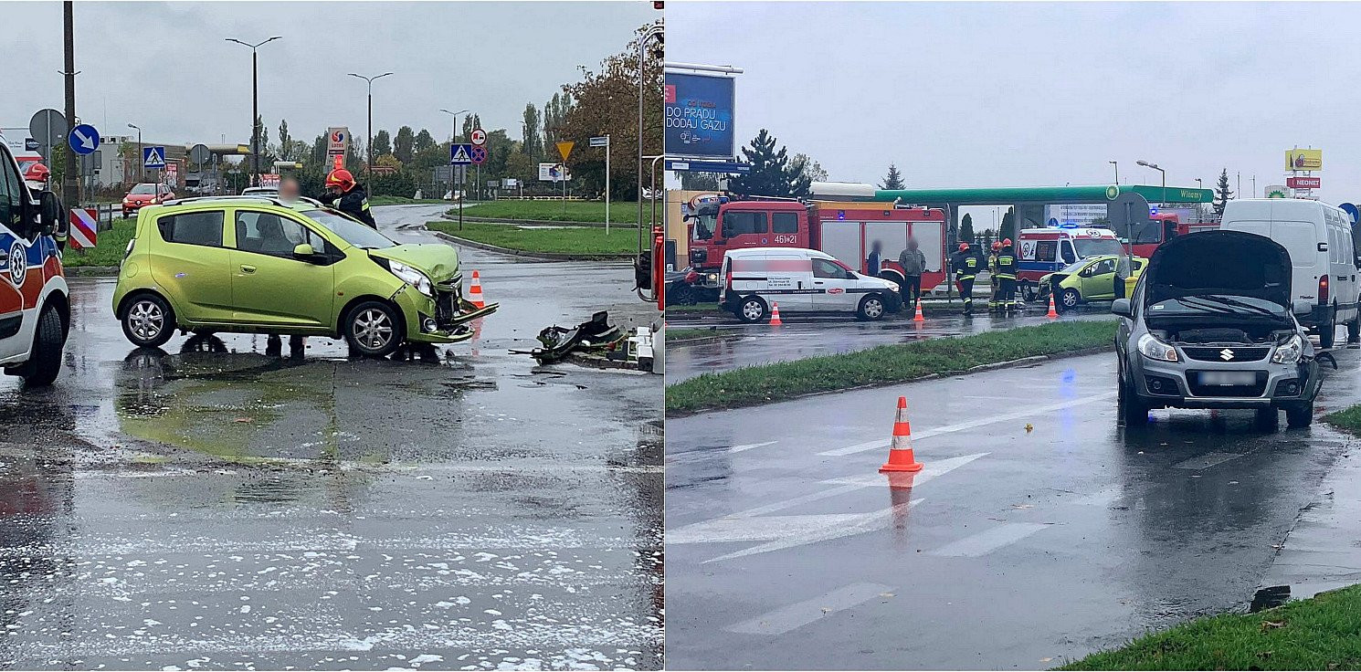 Inowrocław - Zderzenie trzech aut na ruchliwym skrzyżowaniu