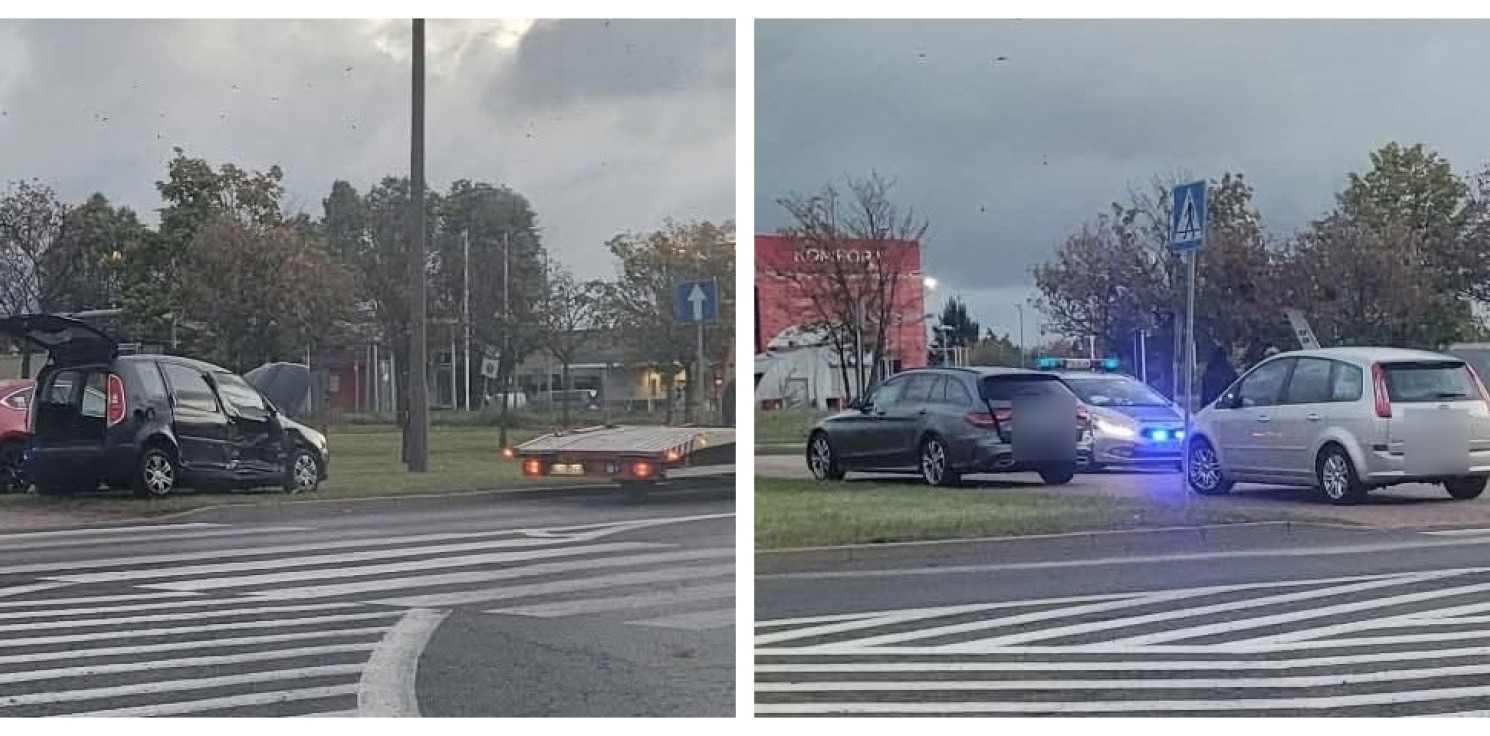 Inowrocław - Poranne zdarzenie drogowe na Rąbinie. Na miejscu policja i pomoc drogowa