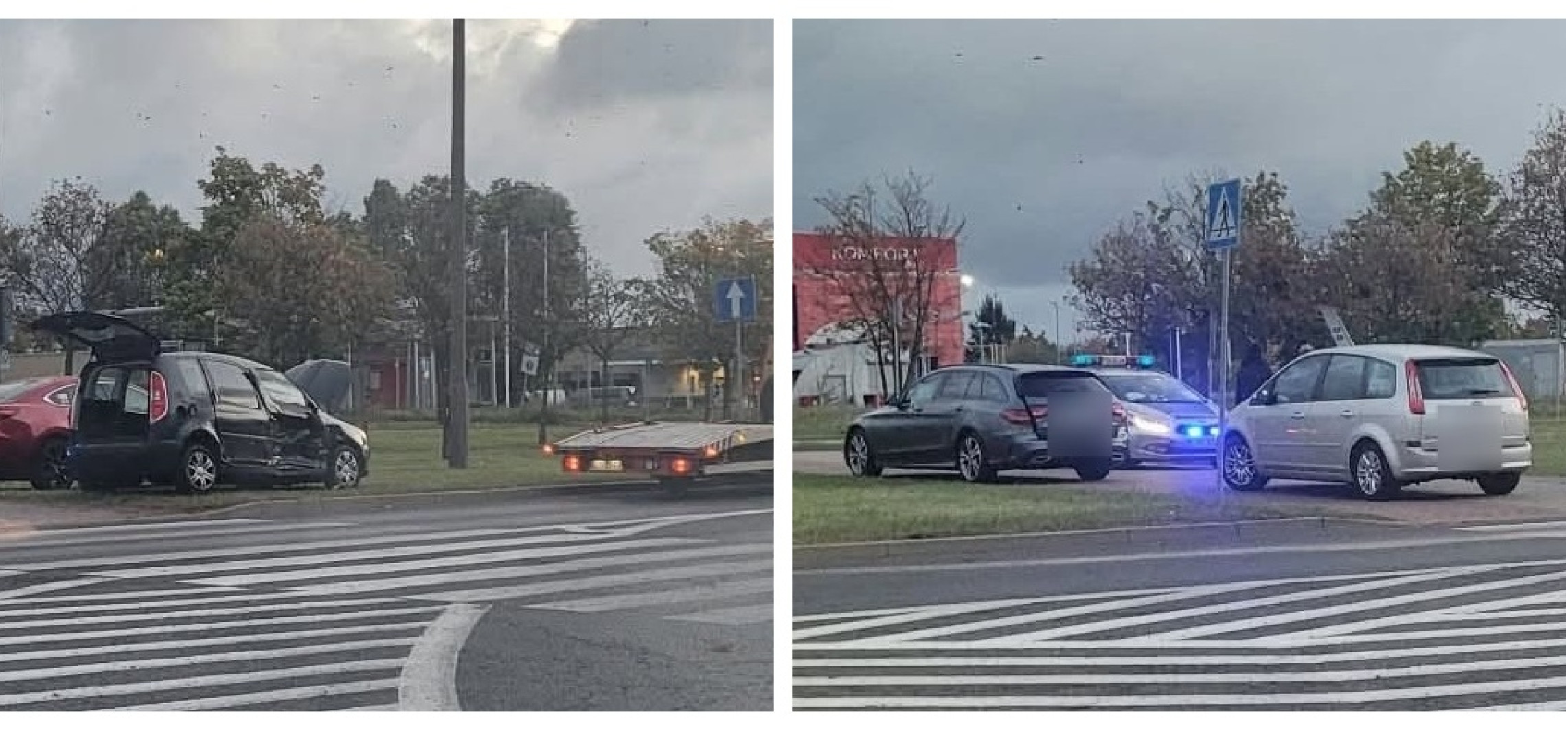 Poranne zdarzenie drogowe na Rąbinie. Na miejscu policja i pomoc drogowa