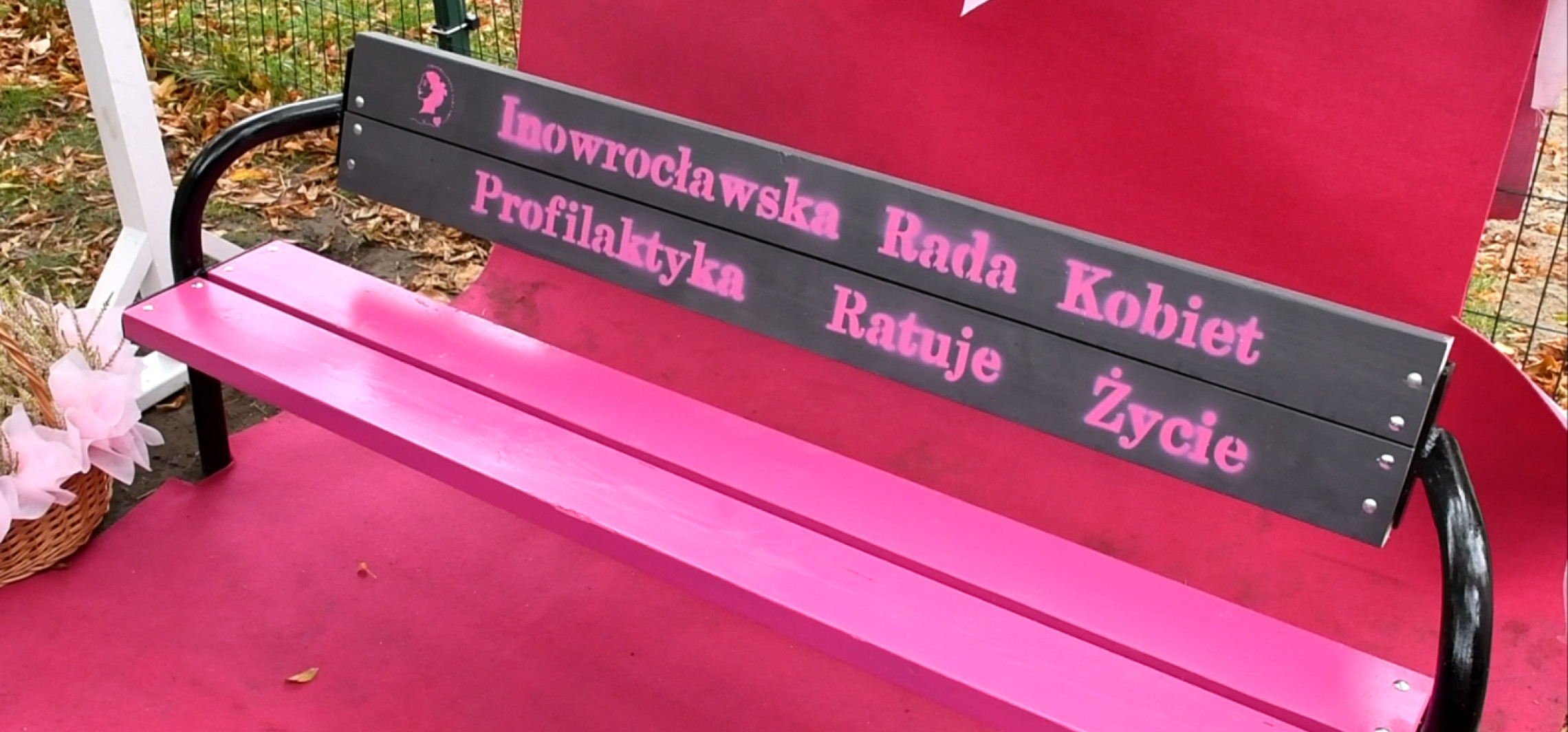 Obok fioletowej stanęła różowa. Obie ławeczki mają istotny cel