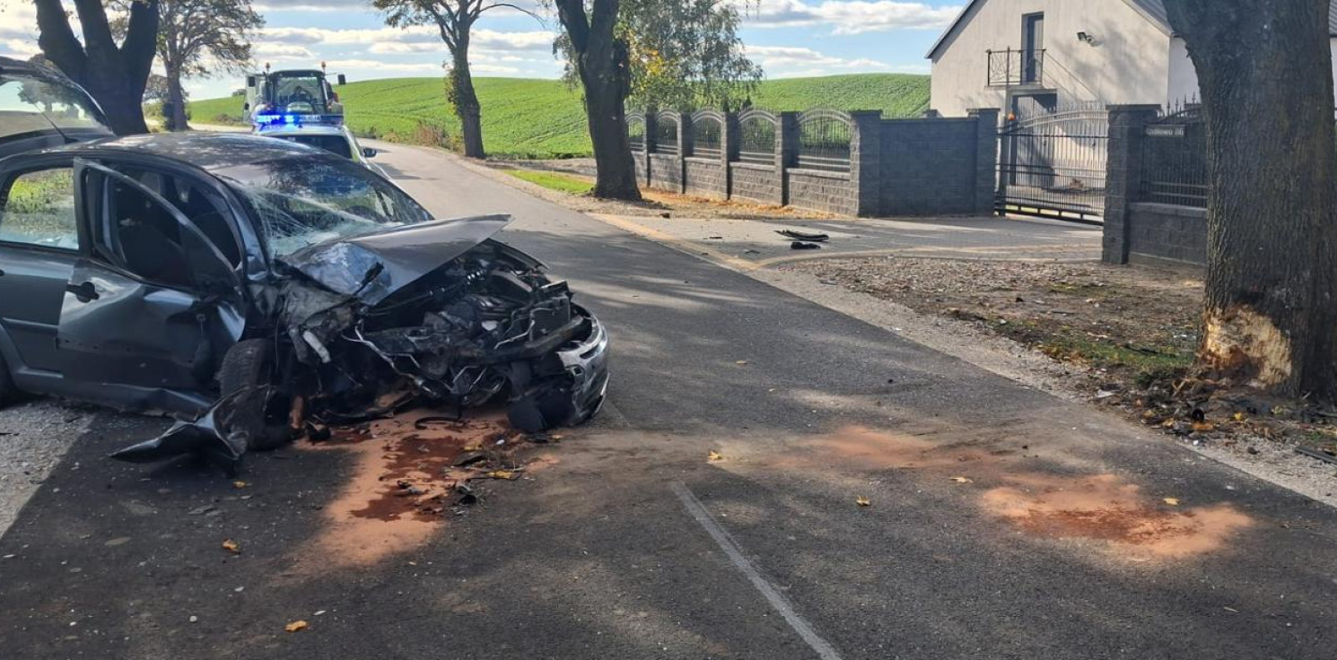 Inowrocław - Auto uderzyło w drzewo. Jedna osoba w szpitalu
