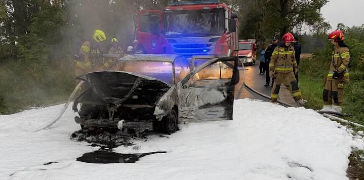 Kruszwica.online - Samochód stanął w ogniu na drodze pod Kruszwicą