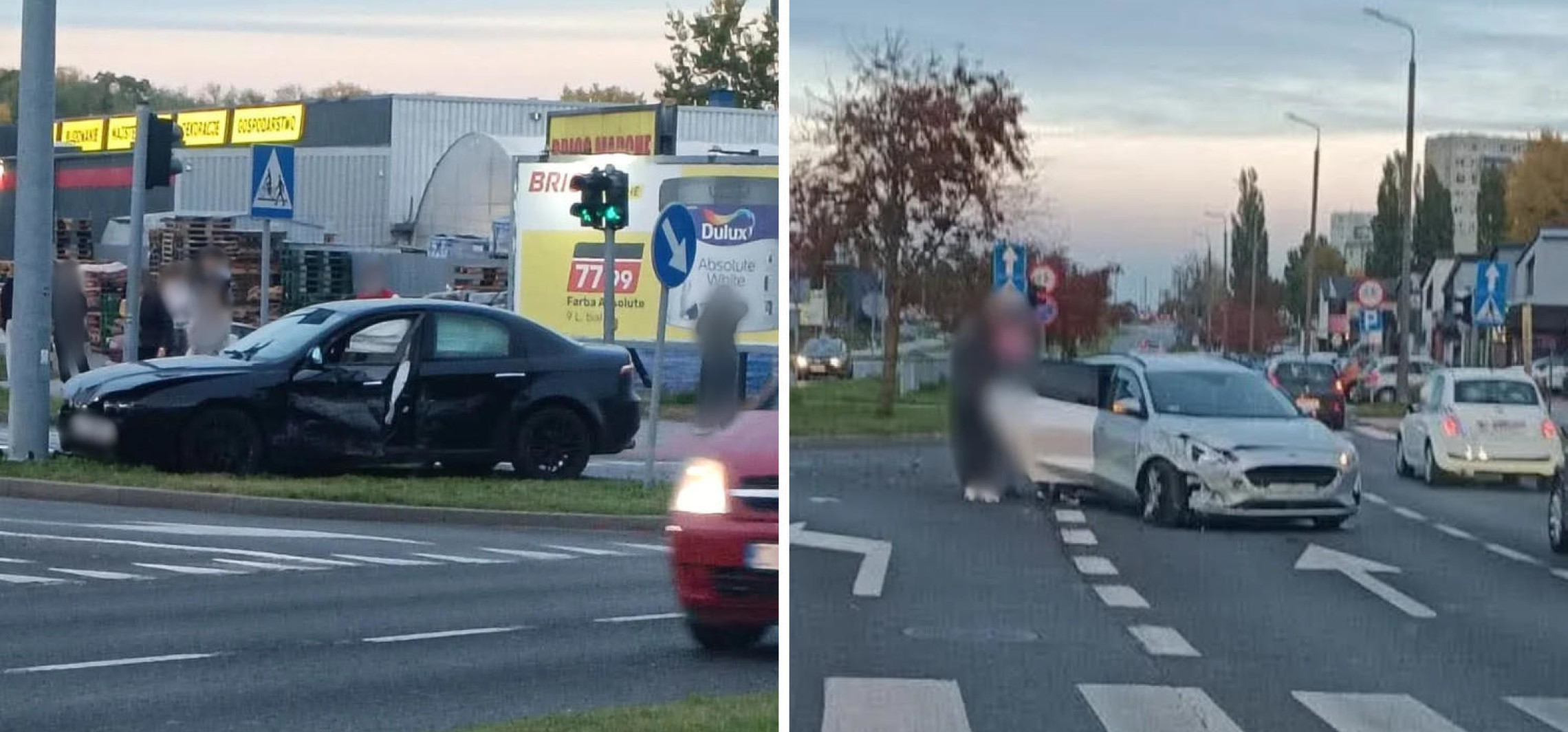 Kraksa przy galerii. Uszkodzone trzy auta