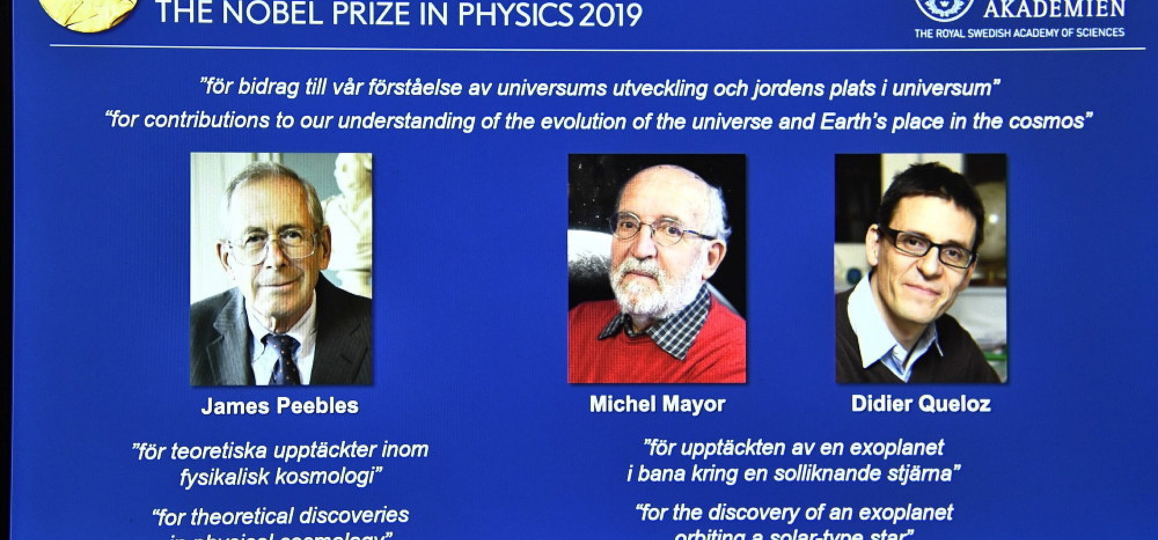 Świat - Fizyczny Nobel 2019 za poznanie Wszechświata i egzoplanet