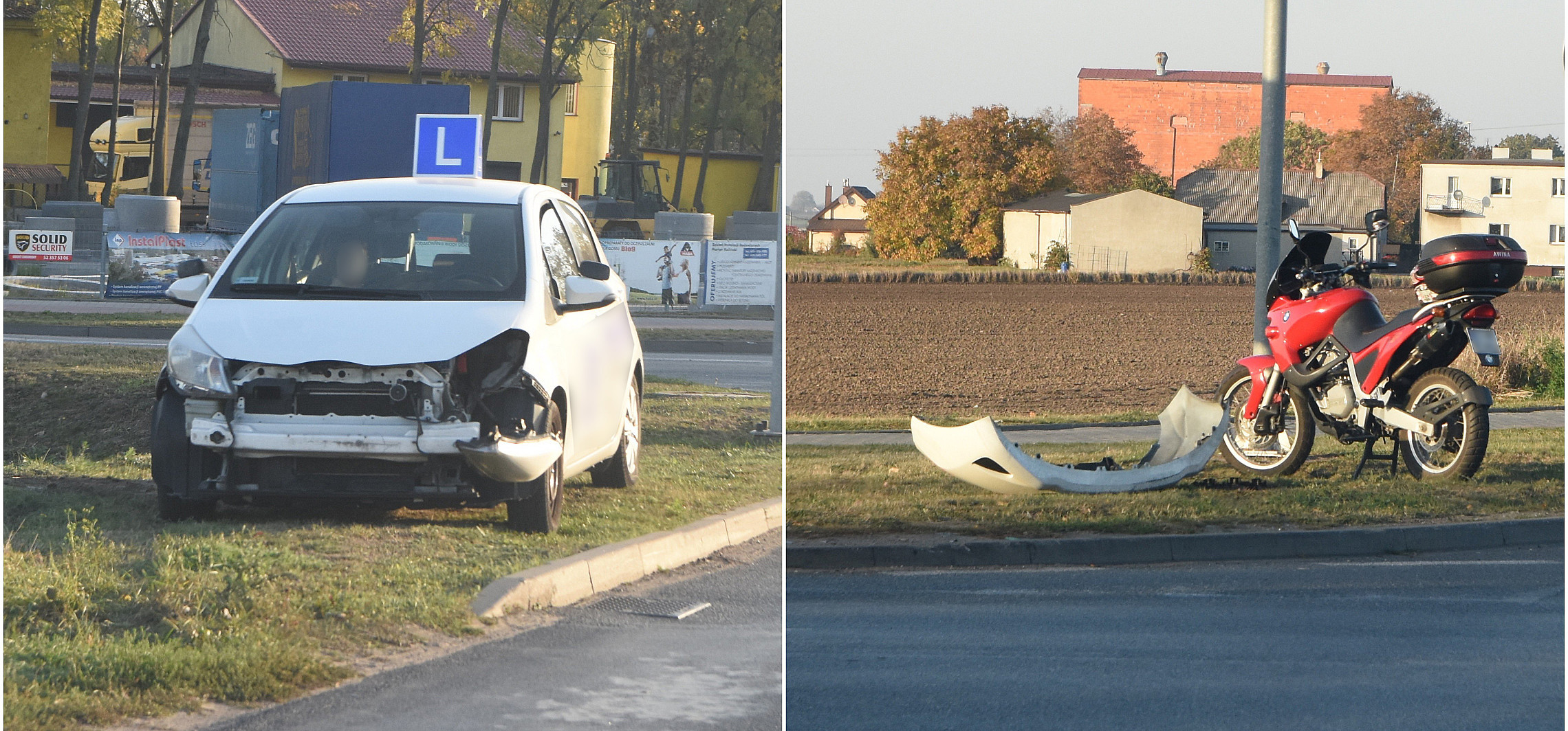 Inowrocław - "Elka" i motocykl zderzyły się na pinezce