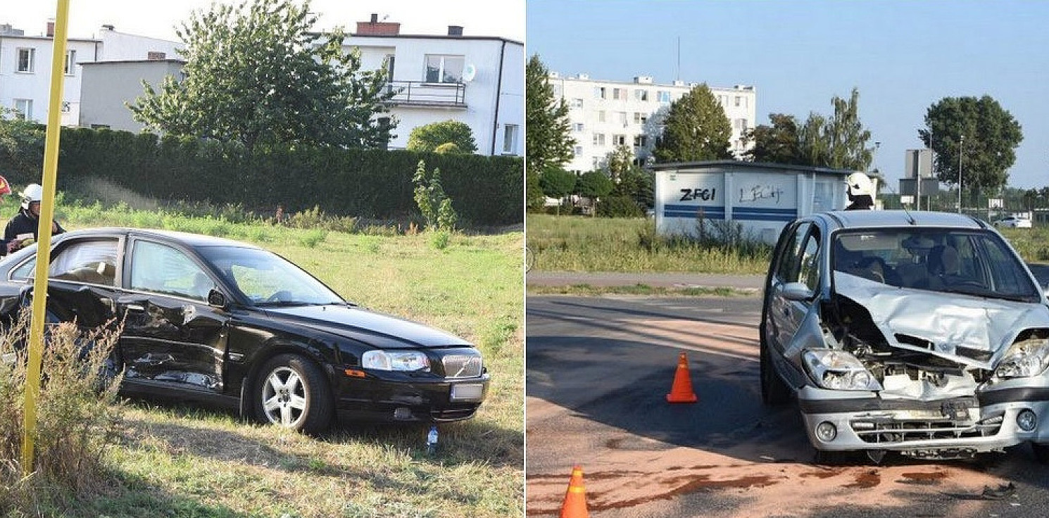 Pakość.online - Zderzenie renault i volvo w Pakości