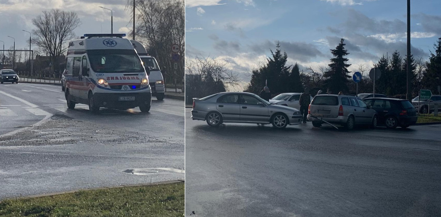 Inowrocław - Kraksa na skrzyżowaniu Poznańskiej ze Staszica