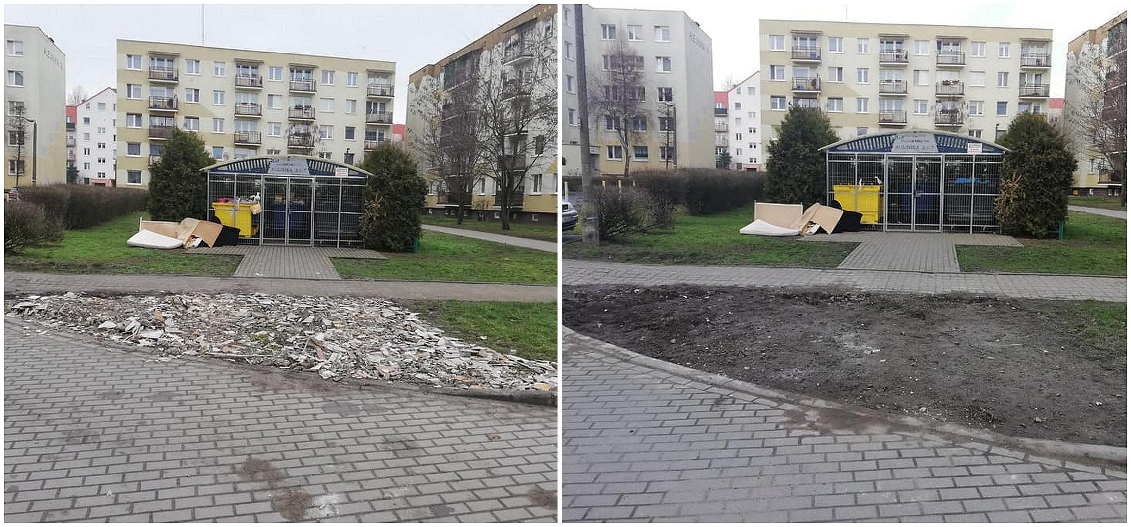 Inowrocław - Zniszczony trawnik zastąpił połamanymi kaflami