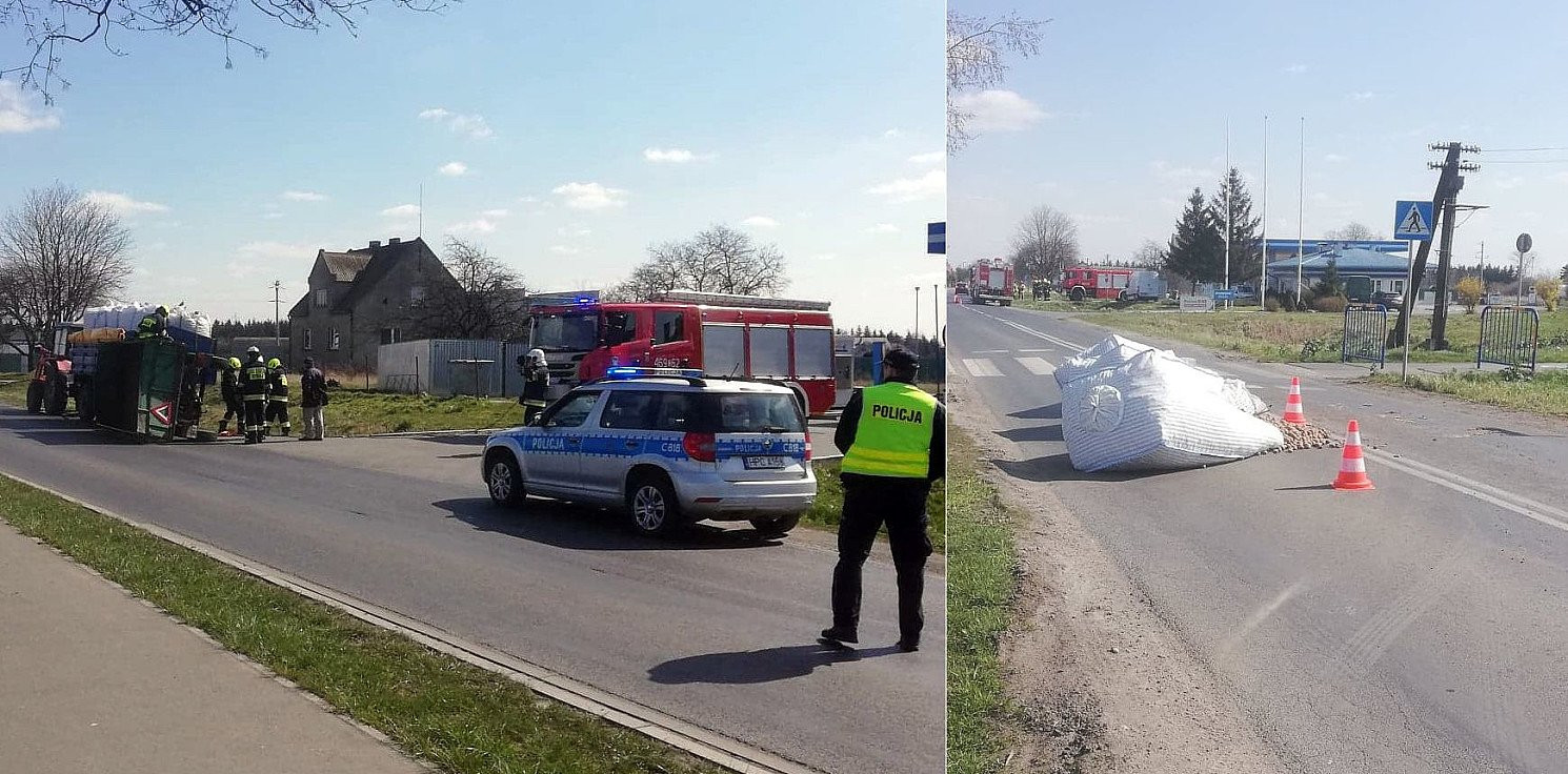 Kruszwica.online - Przewróciła się przyczepa z ziemniakami. Są utrudnienia