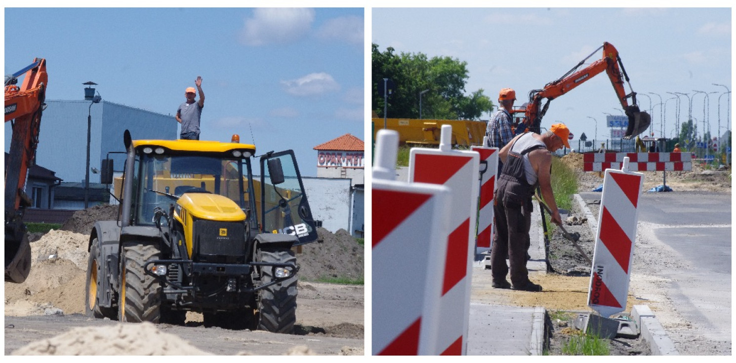 Inowrocław - Postępują prace przy budowie ronda turbinowego