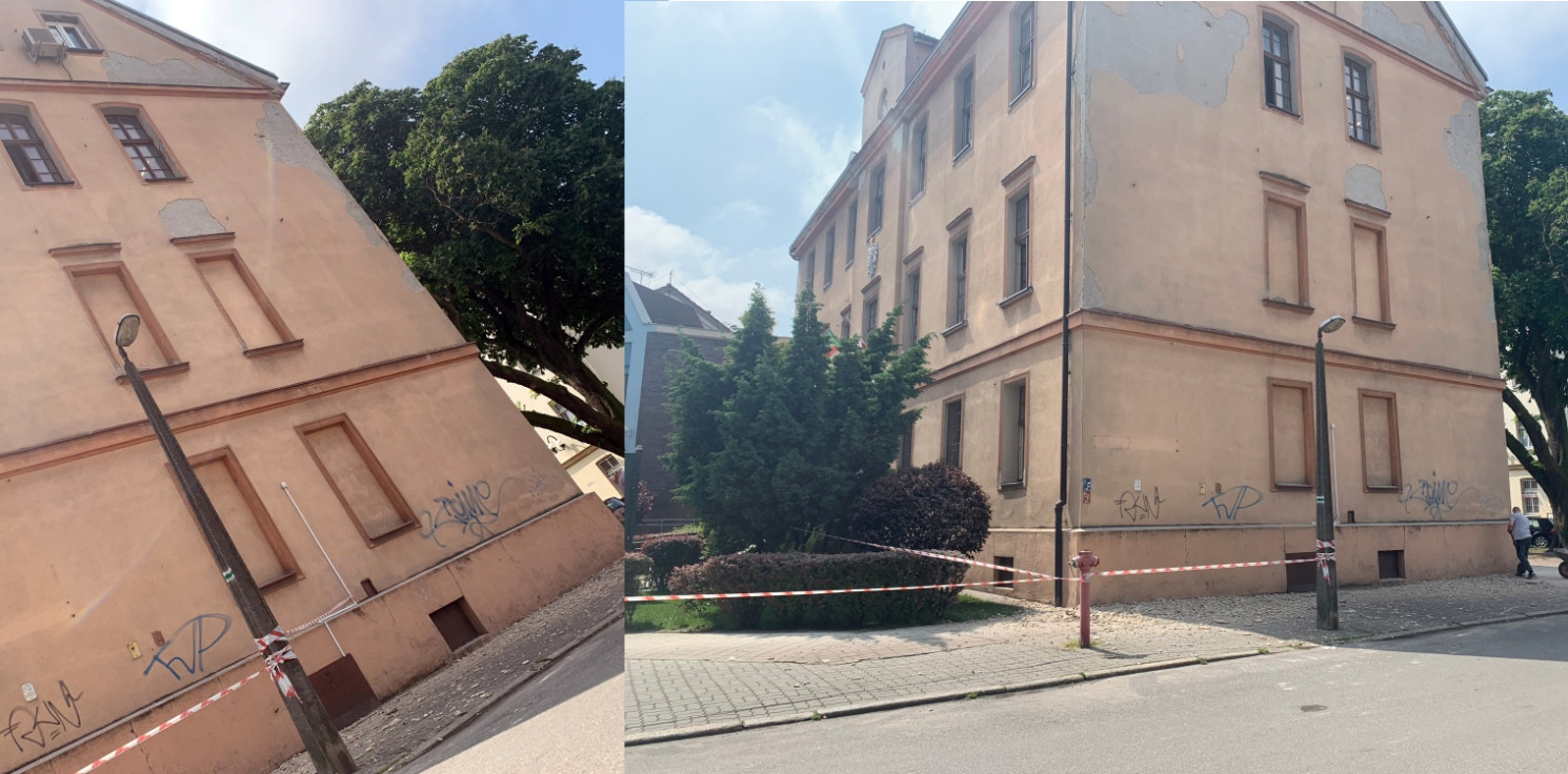 Inowrocław - Z siedziby urzędu gminy spadł tynk